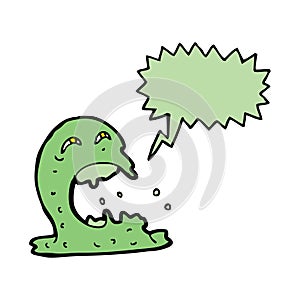 cartoon gross ghost with speech bubble