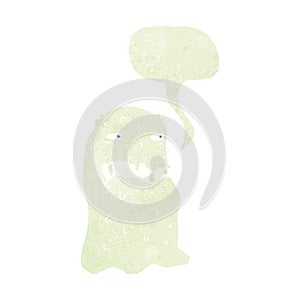 cartoon gross ghost with speech bubble