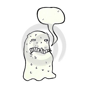 cartoon gross ghost with speech bubble