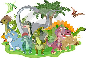 Cartoon group dinosaur