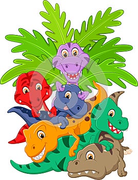 Cartoon group of dinosaur