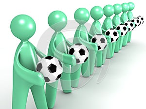 Cartoon Group with Soccer Balls