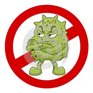 Cartoon grumpy microbe photo