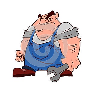 Cartoon grumpy plummer or technician