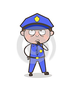 Cartoon Guard Thinking Face Vector