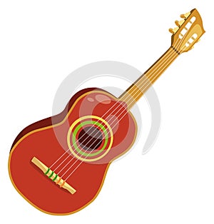 Cartoon guitar. Traditional music string instrument icon