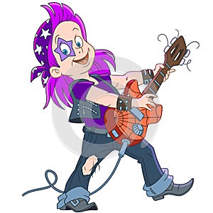 Cartoon guitarist of rock and roll band