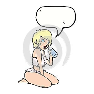 cartoon gym girl with speech bubble