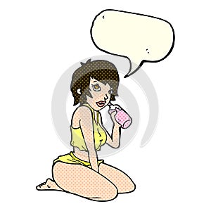 cartoon gym girl with speech bubble