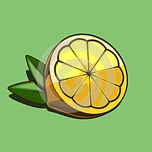 Cartoon half of a lemon, vector fruit illustration