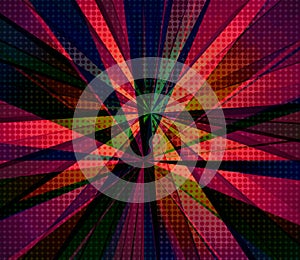 Cartoon halftone disco rays, power striped radial pop art pattern beams