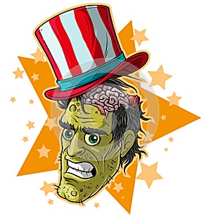 Cartoon halloween green zombie monster character