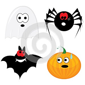 Cartoon halloween icon set