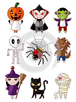 Cartoon Halloween monster icons
