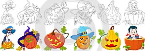 Cartoon halloween set