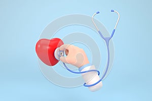Cartoon hand doctor holding a stethoscope. medical healthcare concept
