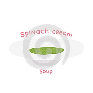 Cartoon hand drawn spinach cream soup
