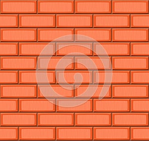 Cartoon hand drown orange realistic seamless brick wall texture