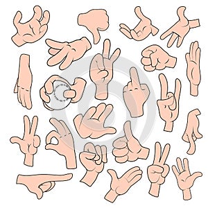 Cartoon Hand gestures in different positions set