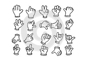 Cartoon hand gloved , illustration of various hands