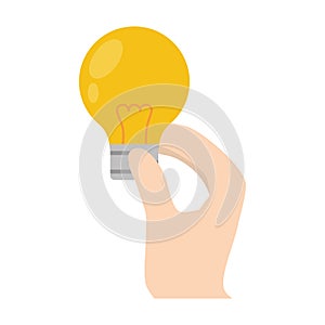 cartoon hand holding bulb light