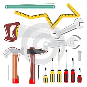 Cartoon hand home repair tools set