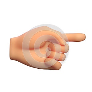 Cartoon hand pointing gesture 3d rendering