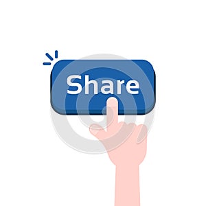 Cartoon hand press on share button