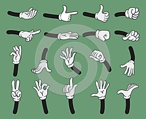 Cartoon hands gestures, comic book character body parts