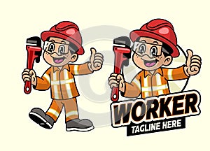 Cartoon of Handyman Worker Mascot Design