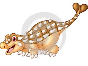 Cartoon happy ankylosaurus on white background