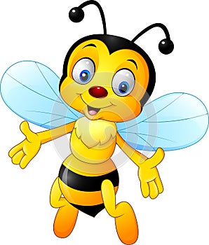 Cartoon happy bee isolated on white background