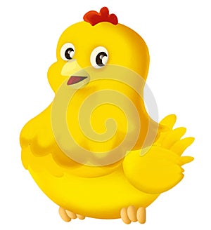 Cartoon happy bird chicken hen rooster isolated illustration for children artistic painting scene