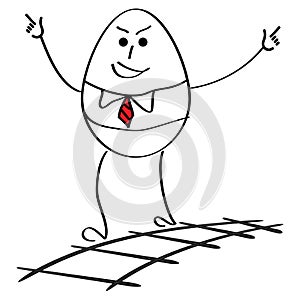 Cartoon happy businessman in success