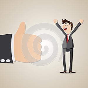 Cartoon happy businessman with thumb up