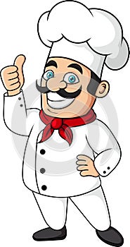 Cartoon happy chef man giving a thumb up