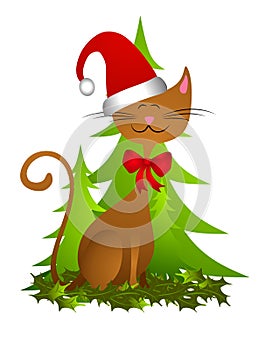 Cartoon Happy Christmas Cat