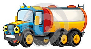 Cartoon happy cistern truck like monster truck isolated on white background  illustration for children