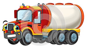 Cartoon happy cistern truck like monster truck isolated on white background  illustration for children