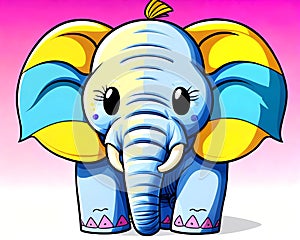 Cartoon happy comic elephant children toy popart color comedy fun