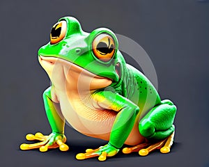 Cartoon happy comic green frog hop amphibian clipart fun
