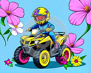 Cartoon happy comic motorized atv children automobile toy driver