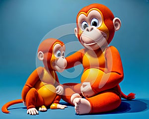 Cartoon happy comic orangutan monkey cloth doll mommy baby