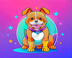 Cartoon happy comic pet puppy dog alley bulldog star light