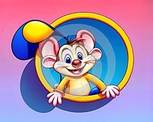 Cartoon happy comic rat mouse pop art color comedy