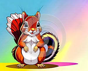 Cartoon happy comic red squirrel chipmunk vibrant pop art color