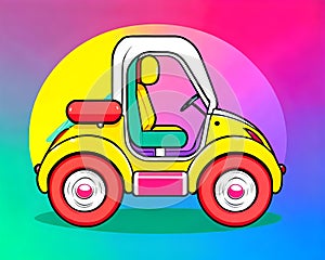 Cartoon happy comic vintage bumper car golf cart transportation