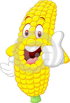 Cartoon happy corn giving thumb up
