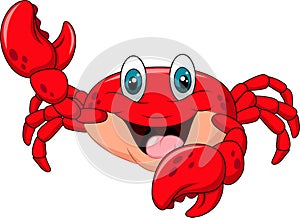 Cartoon happy crab isolated on white background