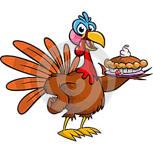 Cartoon happy cute thanksgiving turkey bird. Vector illustration isolated. Design for Thanksgiving Day